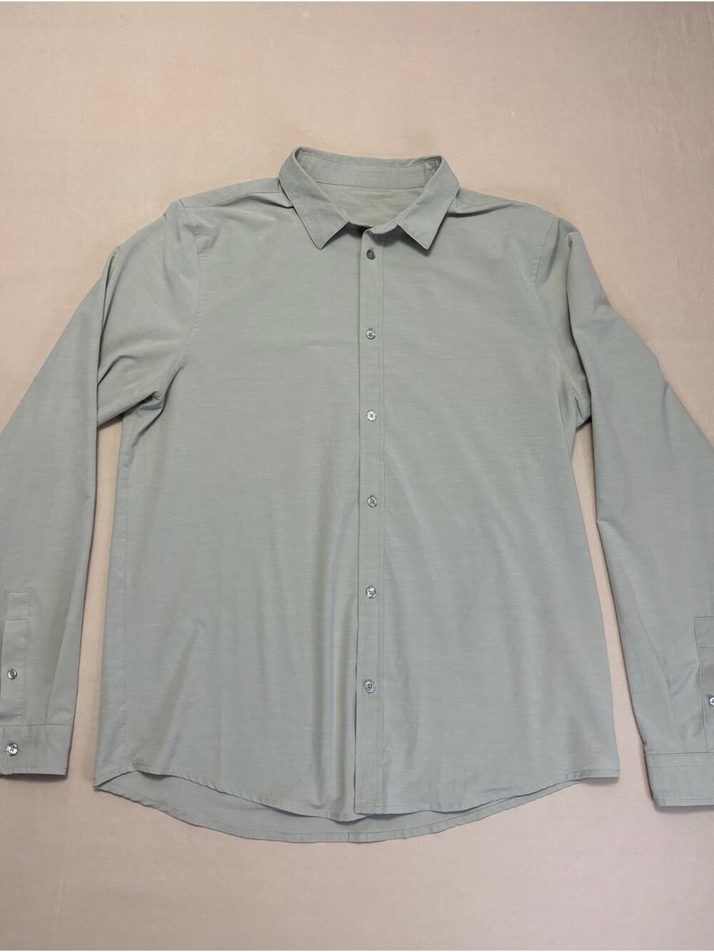 Vuori Men's Khaki Tan Long-Sleeve Performance Stretch Button-Down Shirt Size XL